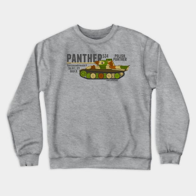 Panther Ausf D 534 Polish Panther Breda. Crewneck Sweatshirt by Panzerpicture